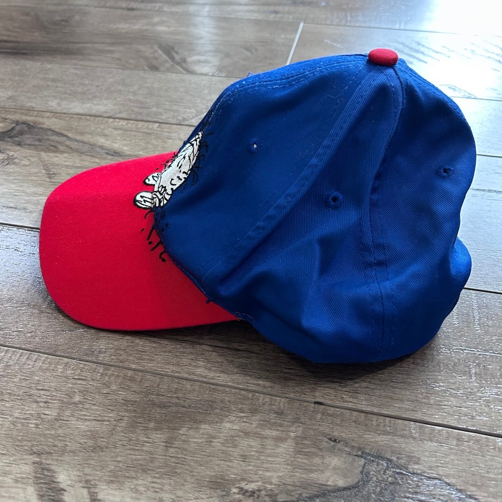 Vintage Peanuts Pigpen Snapback Hat Head Start Sportswear Blue Red 90s Cap - Picture 3 of 6